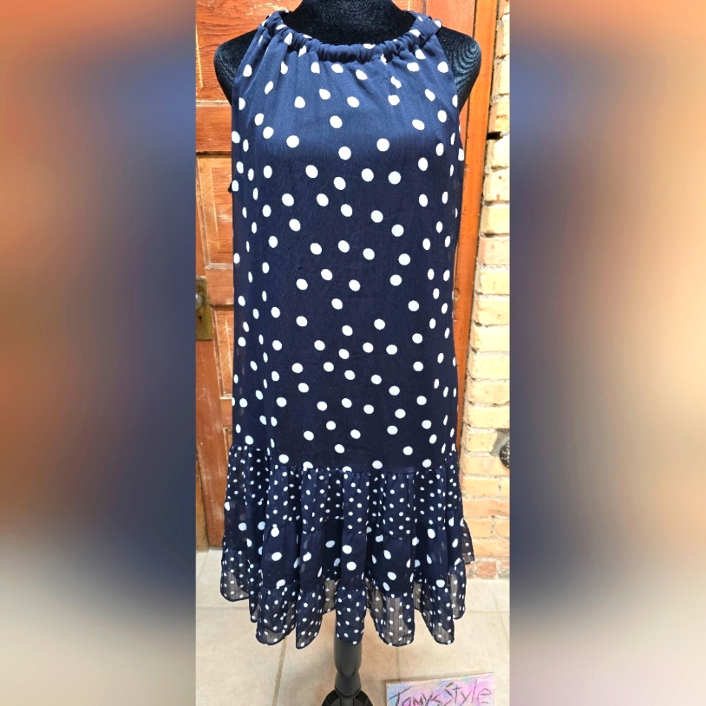 Prelude Navy Polka-dot Dress Size 12